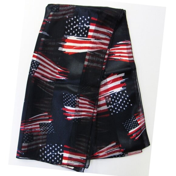 Vintage Design American Flag Patriotic Print Scarf Red White Blue Election - Picture 4 of 4